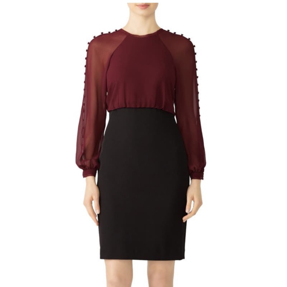 Badgley mischka maroon blouson dress size 4